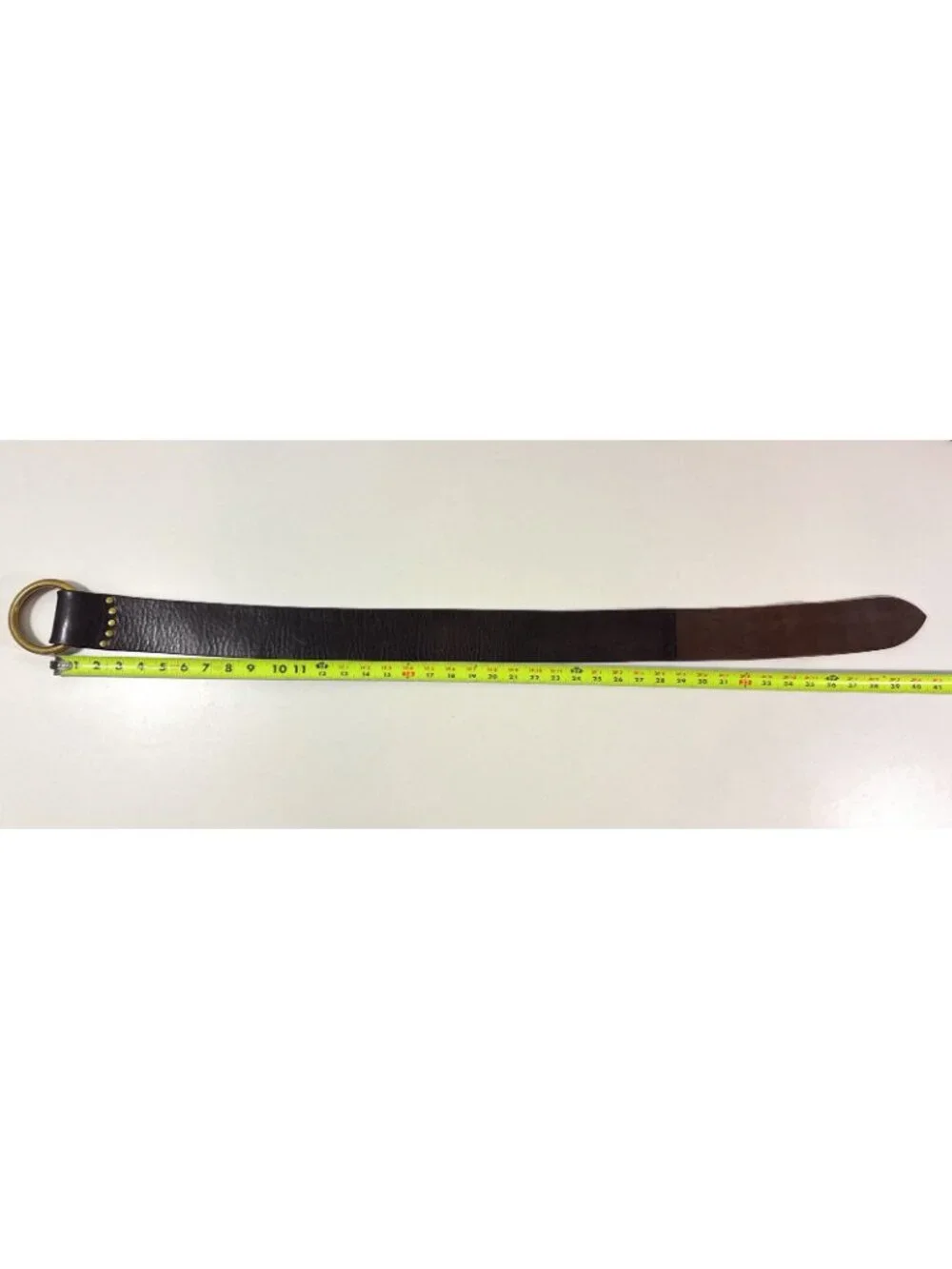 Ralph Lauren Womens Wide Brass Double O Ring Brown Leather Belt Size Medium